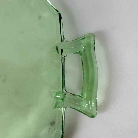 VTG Heisey Octagon Dish 7" Moonbeam Green Candy Bowl Green Trinket Vanity Handle - Picture 5 of 16